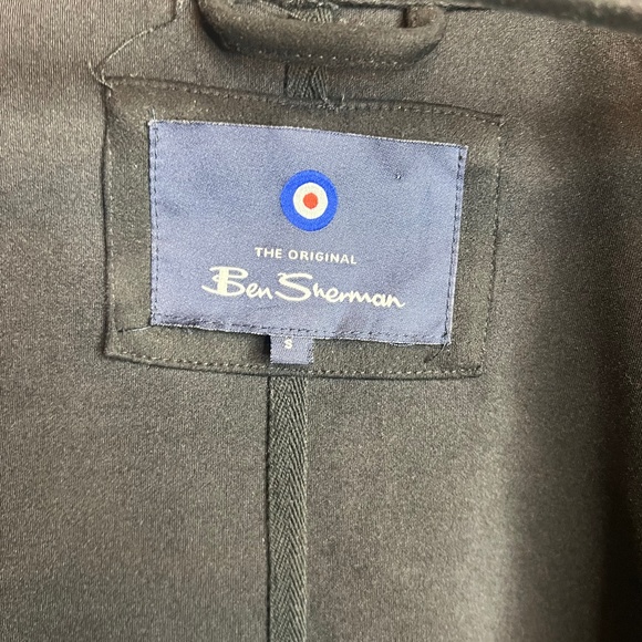 Ben Sherman Faux Suede Bomber Jacket Men’s Large Black Full Zip Front Pocket - Picture 2 of 3